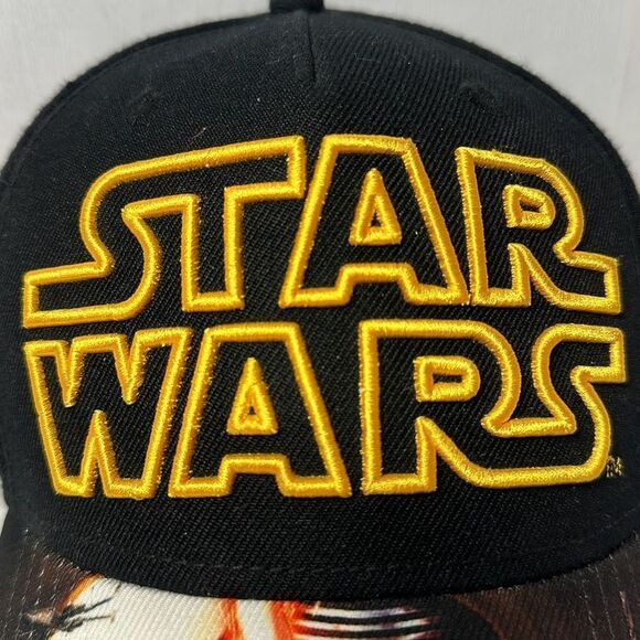 STAR WARS Black SnapBack Wide Brim Cap Baseball Hat Wool Blend Darth Vader - Picture 2 of 9